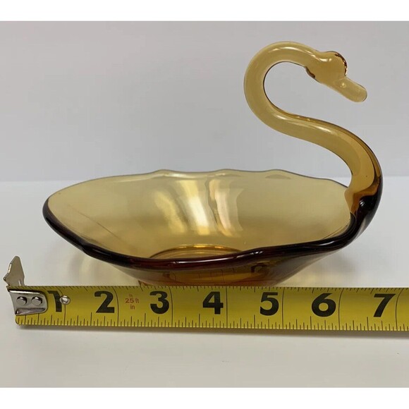 Vintage Viking Amber Swan Candy Dish with Rippled Edges - Picture 4 of 6